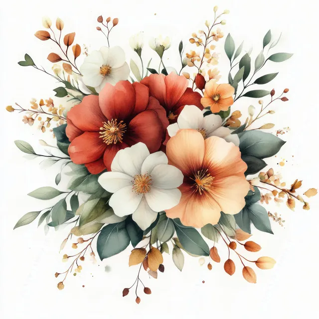 Elegant watercolor floral arrangement featuring peonies and roses with soft pastel accents, perfect for invitations and greeting cards.