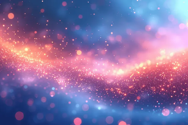 Prismatic sky glow background with sparkling bokeh, soft lens flare, and pastel gradient