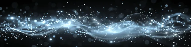White glowing sparkles and star rays with lens flare effects spread across a dark transparent background.