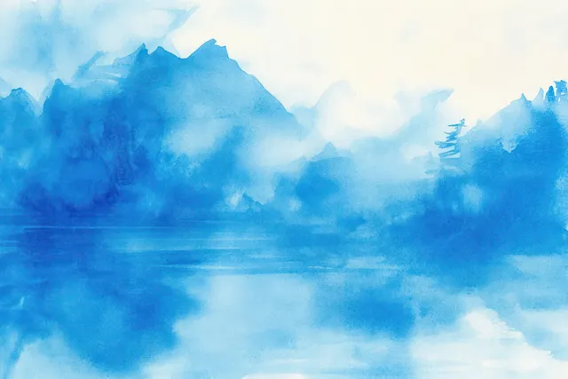 Soft blue watercolor wash background with airy cloudlike gradients and feathered paper texture