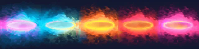 Neon gradient circle banners with iridescent glow and soft blurred edges