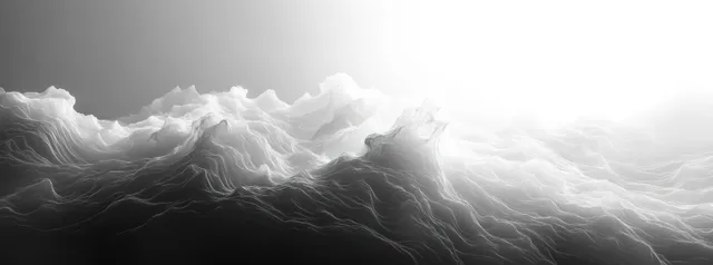 Black and white fog wave gradient abstract with smoky texture and soft glow
