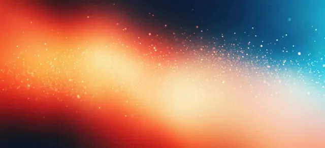Abstract blue, orange, and cream gradient background with soft glowing bokeh and subtle grain texture.