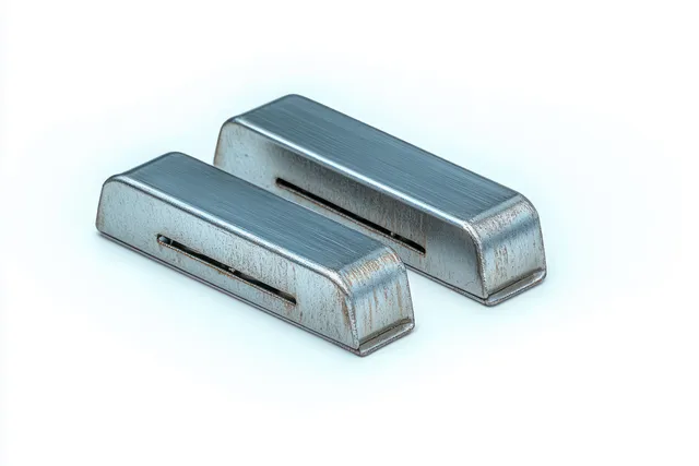 Two shiny metal ingots with rectangular grooves on a white background.