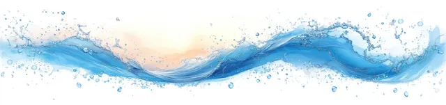 Blue Water Splash Wave Illustration on White Background