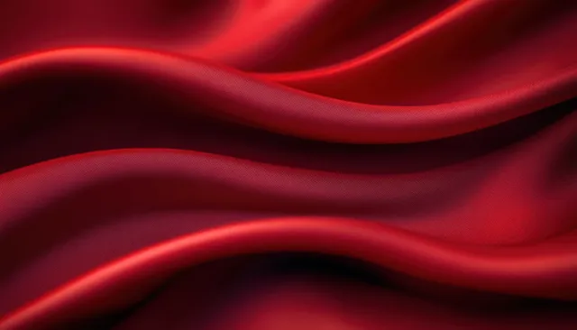 Crimson satin silk waves with soft sheen flowing across a smooth fabric background