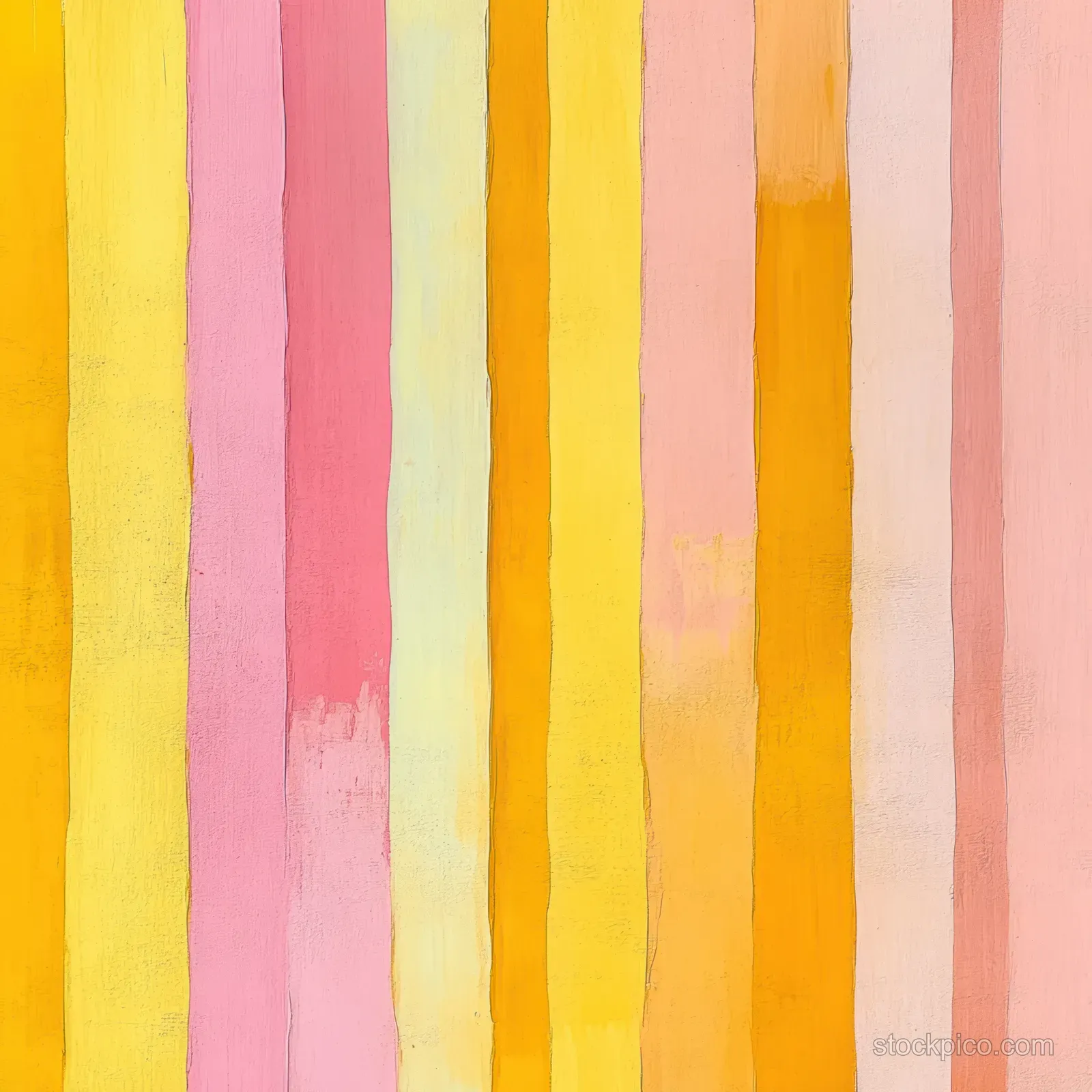 Vertical painted stripes in yellow, pink, and peach tones with visible brush texture filling the frame.