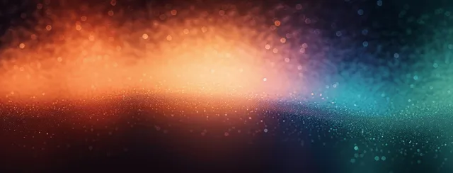 Dark abstract gradient background with green orange purple glow and grainy noise texture with Bokeh Like Dots