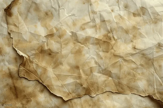 Close-up of torn beige watercolor paper with wrinkled cream stains and uneven edges.