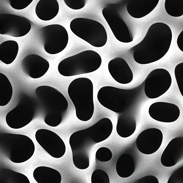 Close-up porous grayscale surface with interconnected irregular holes and soft shadow depth with Stone Or Foam Look