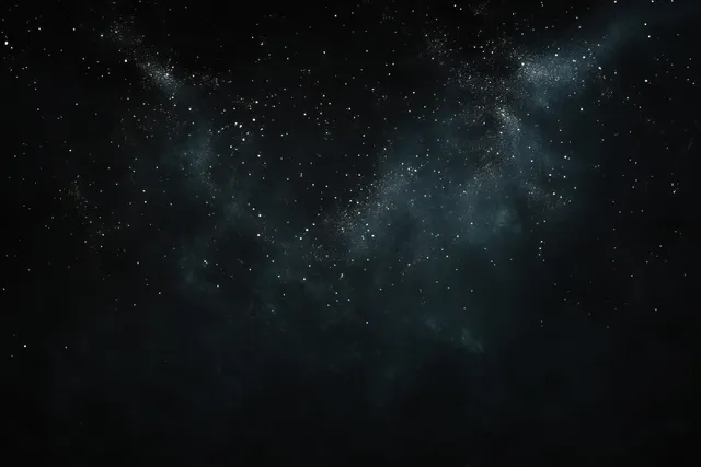Twinkling stars spread across a dark night sky with faint cosmic dust clouds and subtle nebula haze.