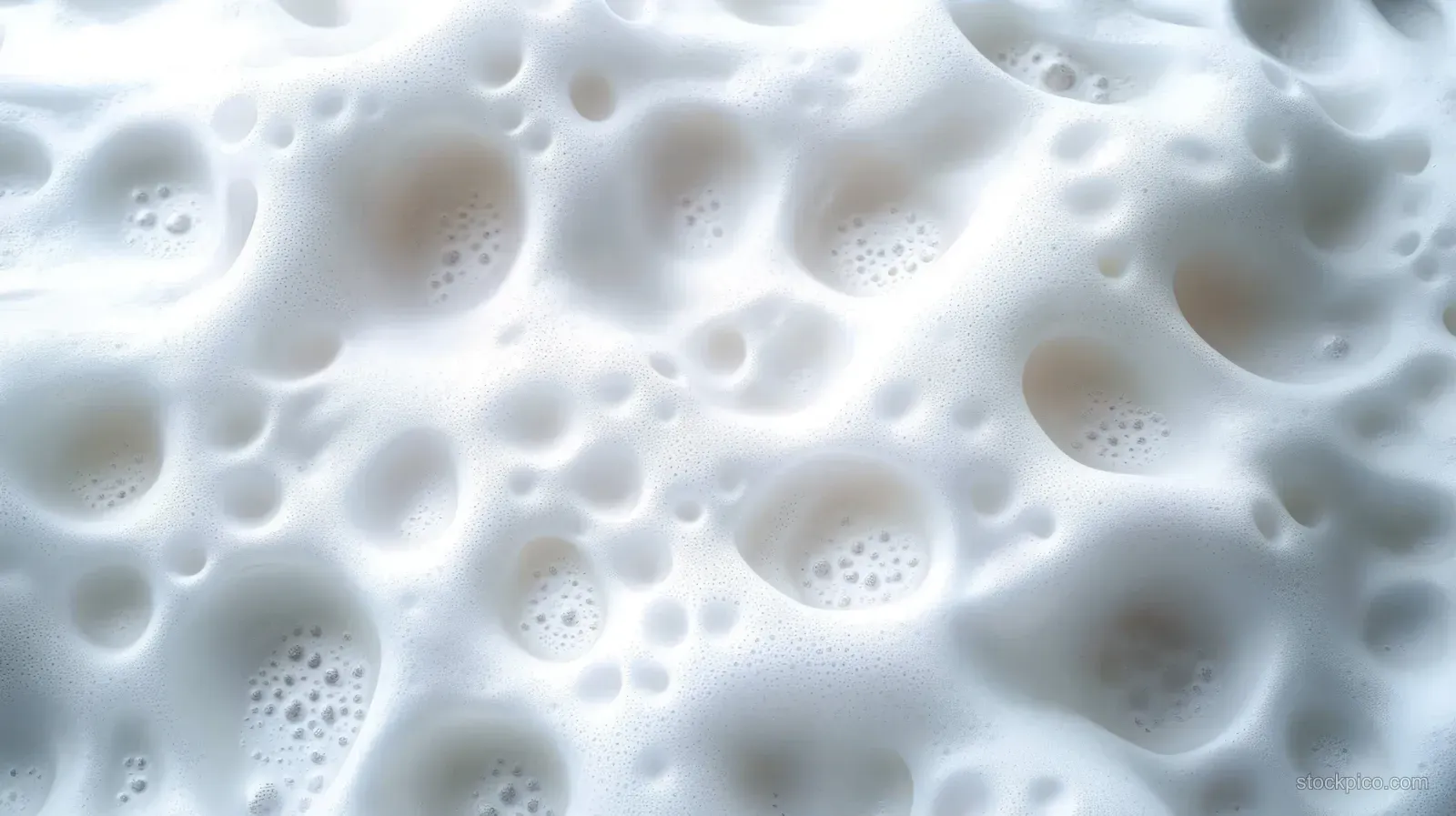 Close-up of clustered white foam bubbles covering a wet surface with soft frothy texture.