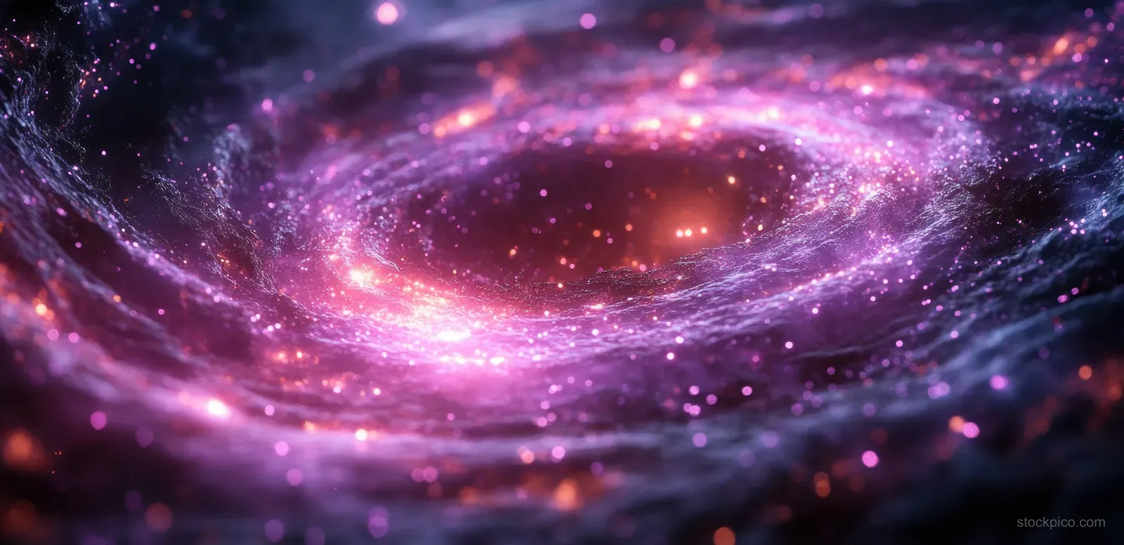 A glowing 3D serotonin molecule structure floats within a purple cyberpunk nebula ring.