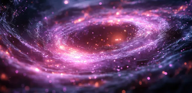 A glowing 3D serotonin molecule structure floats within a purple cyberpunk nebula ring.