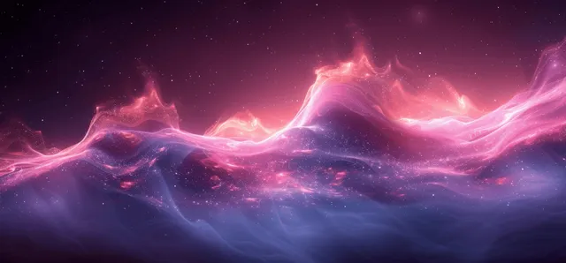 Nebula-like purple and blue energy waves across a dark space background with soft glow