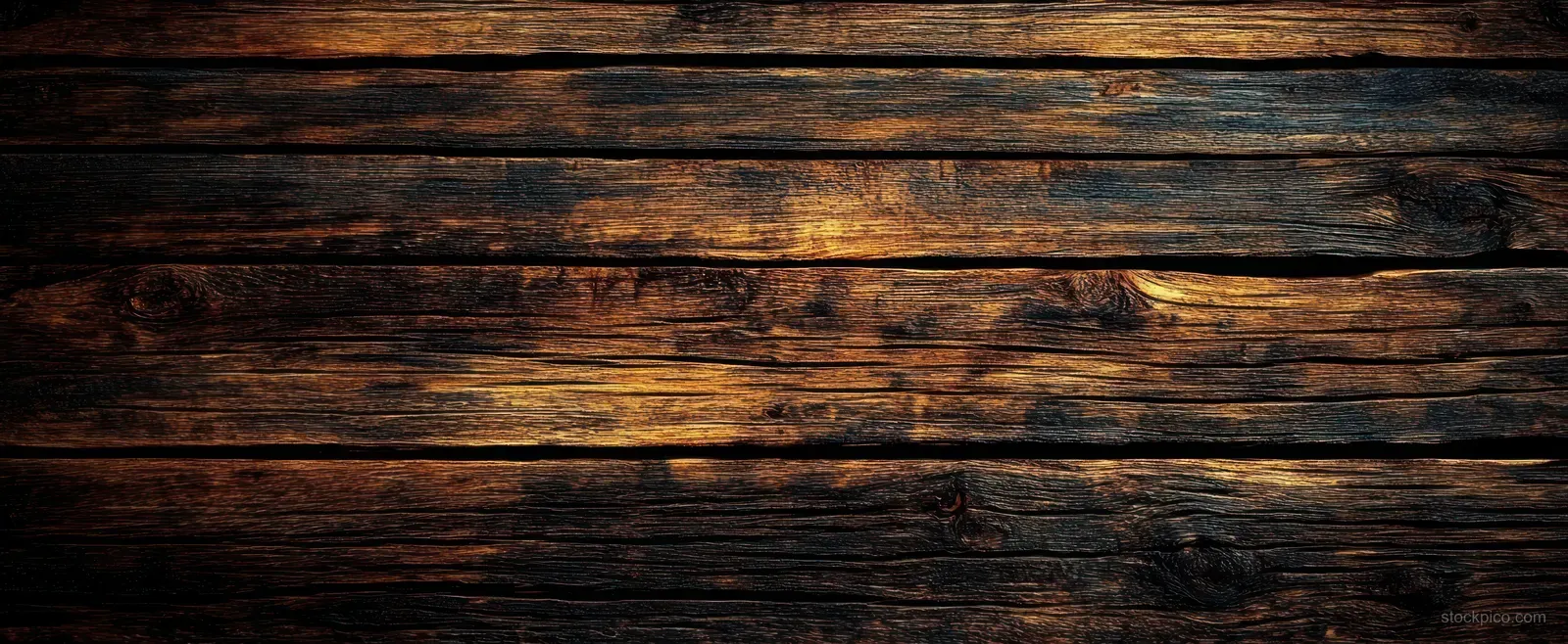 Old weathered wooden planks with dark brown grain texture and visible cracks line the frame.