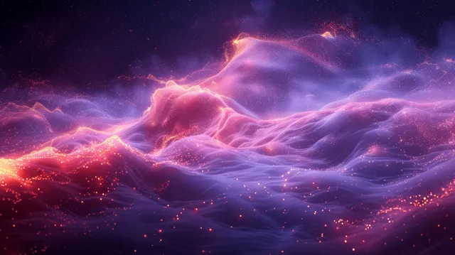 Nebula wave in purple and violet with glowing star sparks across dark cosmic space
