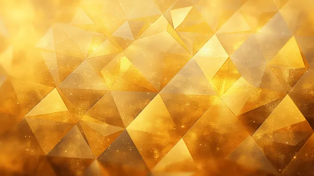 Warm gold geometric low-poly background with faceted triangular shapes and soft glowing texture.