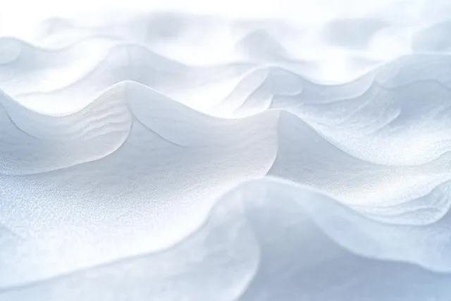 Soft white snow dunes with smooth flowing curves under pale winter light