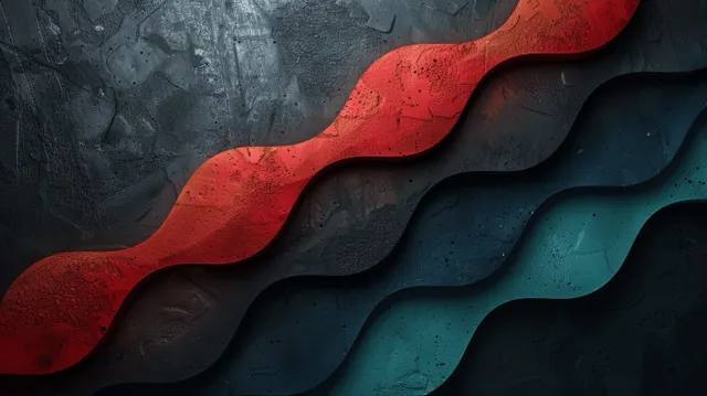Flowing red, black, and teal flag-inspired waves appear over a dark grey textured banner background with room for text.