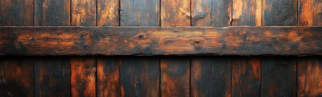 Aged walnut wood planks close-up with warm grain patterns and weathered surface