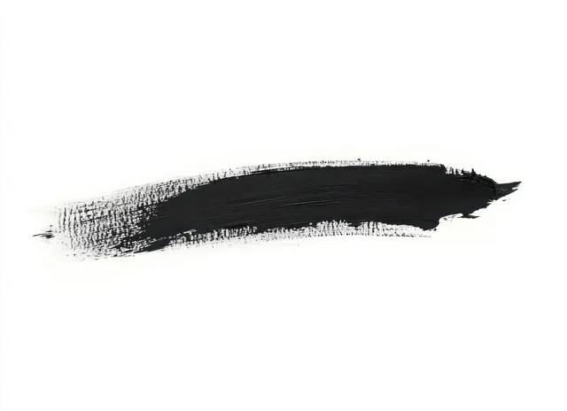 Single broad black brush stroke across white background with rough bristle texture
