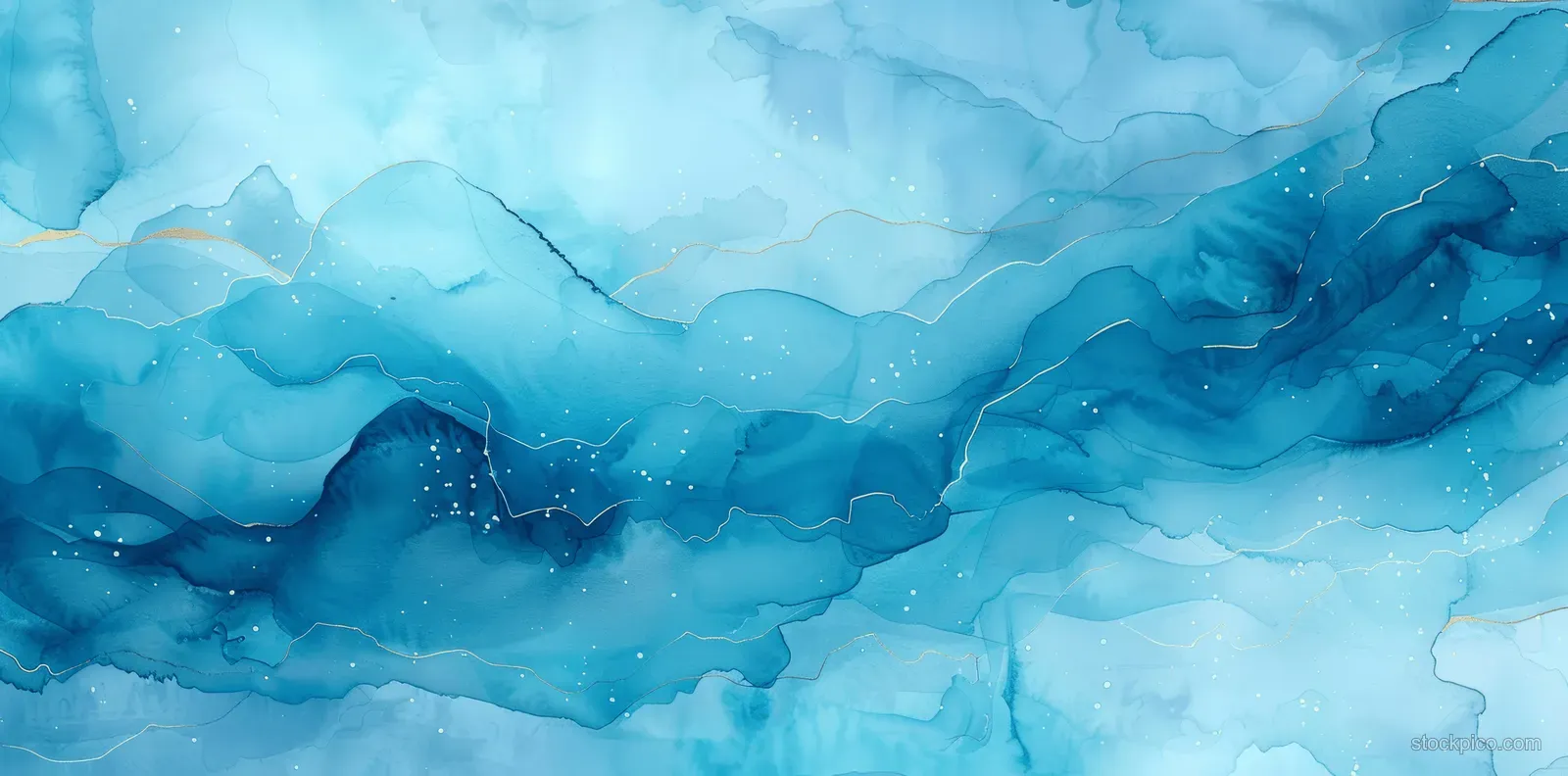 Turquoise watercolor clouds and ocean waves swirl together in layered calm ripples.