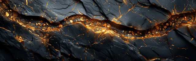 Dark grey cliff rock texture with glowing golden veins and jagged cavern shadows