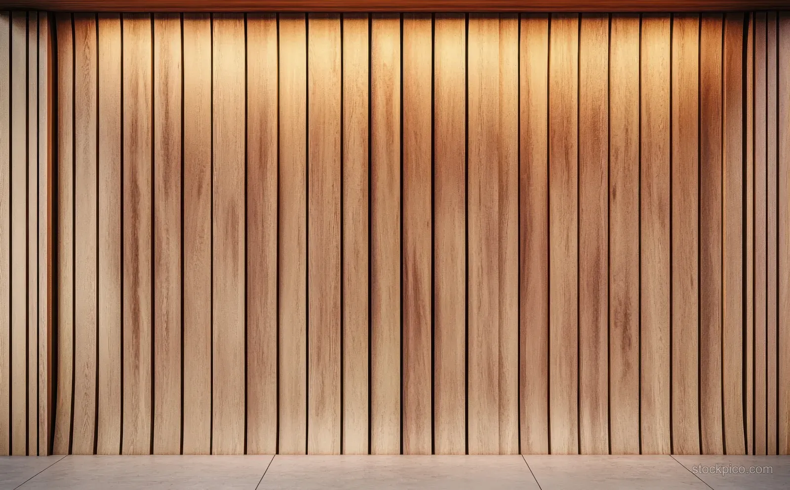 Symmetrical vertical wooden slats panel with warm beige and brown natural grain texture.