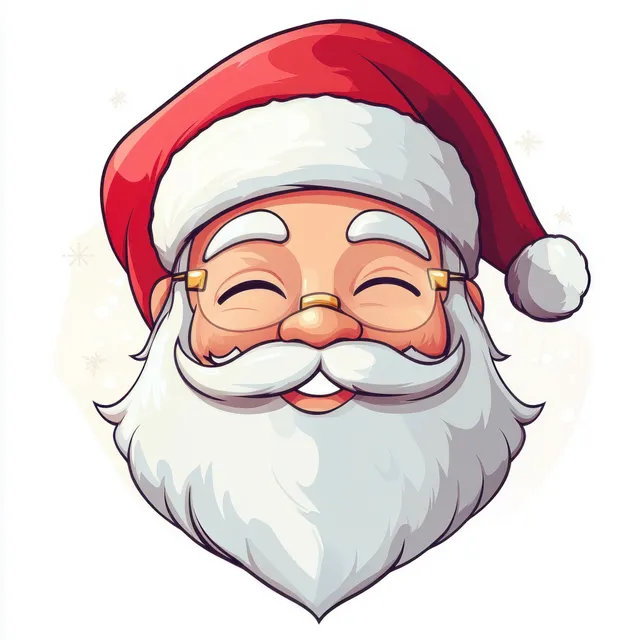 Minimalist Santa Claus Logo Icon with Hat and Beard on Clean White Background