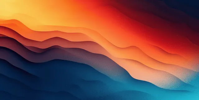 Orange and blue abstract gradient waves with grainy texture and soft blurred edges
