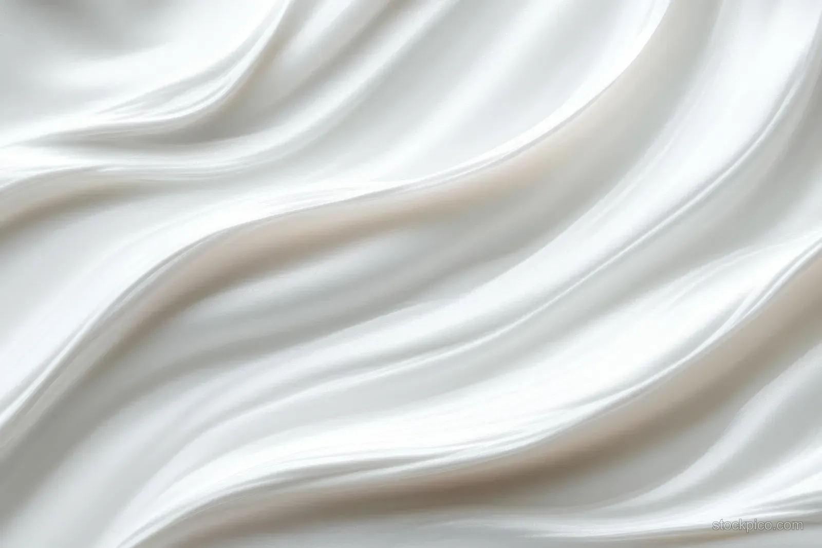 Creamy white swirled texture background with smooth folds and subtle glossy highlights.