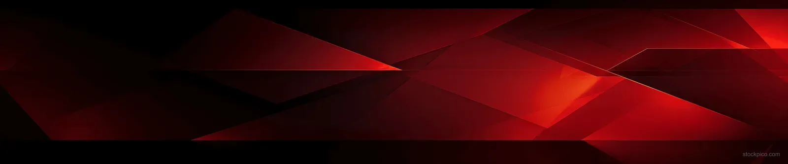 Layered red and black polygon shapes form a 3D geometric background with bright edge glow and deep shadows.