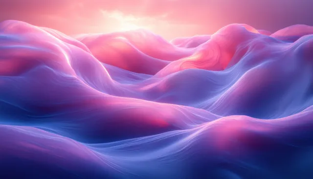 Abstract wavy landscape background with soft purple and blue light gradients