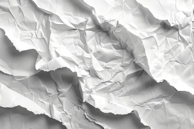 Close-up of a white and gray concrete wall with grunge texture, cracks, and folded plaster shadows.