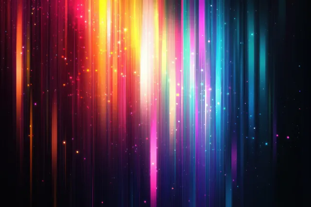 Vibrant abstract artwork with glowing vertical lines and luminous gradients in a futuristic, high-contrast design.