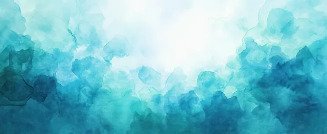Blue Green Watercolor Cloud Background with Soft Center Glow
