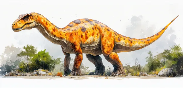 Acrocanthosaurus predator dinosaur standing in Early Cretaceous North American floodplain scene