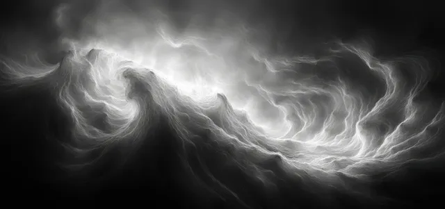 Grayscale vortex swirl background with smoky noise texture for posters and banners