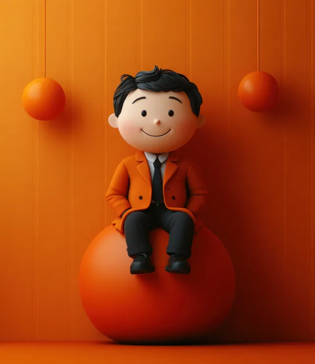3D businessman sitting on a speech bubble while using a laptop and showing conversation icons.