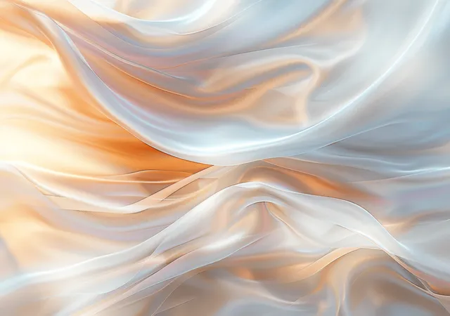 Holographic wave ribbons with iridescent gradient curves and soft light reflections