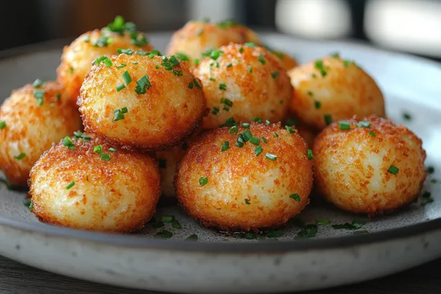 Crispy Maltese arancini balls with mozzarella filling on a rustic plate with herbs