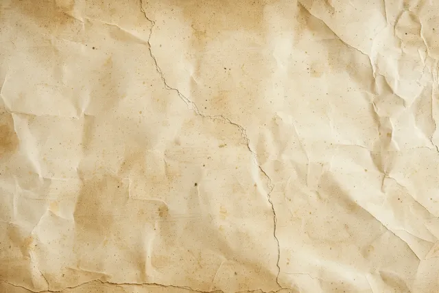 Vintage beige concrete wall texture with cracked plaster lines and parchment-like worn stains.