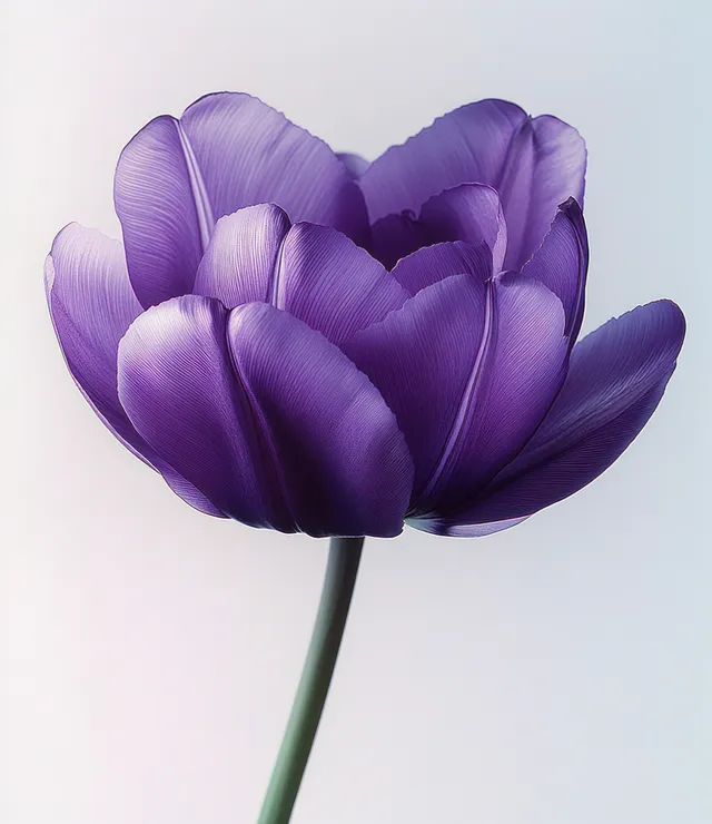 A macro close-up showcases a delicate purple flower with soft, curved petals against a light background.