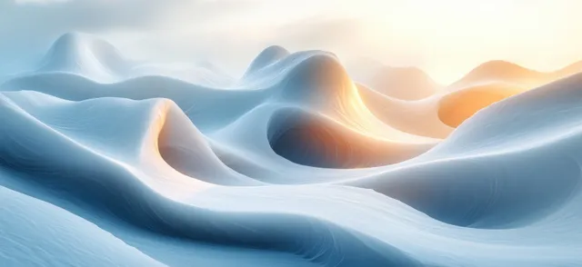 Futuristic solar cell panel concept glowing over snowy wave terrain with radiant light beams.