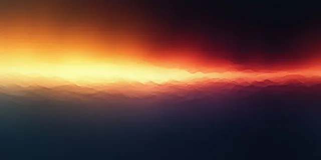 Sunset gradient over dark clouds with amber glow and soft blurred horizon