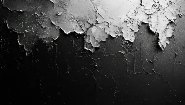 Black and white grunge wall texture with peeling paint and scratches