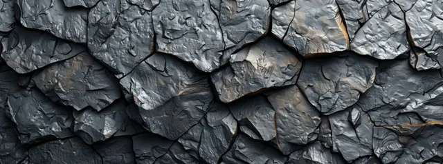 Close-up gray grunge rock wall texture with cracked slate stones and rough concrete detail