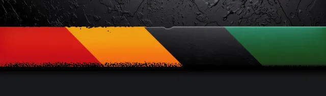 Juneteenth banner background with red, green and black stripes and a raised fist silhouette on a dark texture.