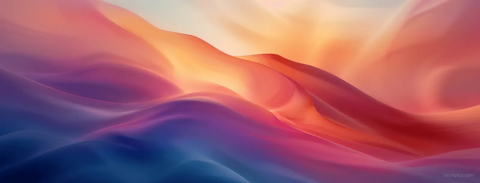 Pastel gradient wave-like shapes blend with gentle light shadows on a blurred abstract background.